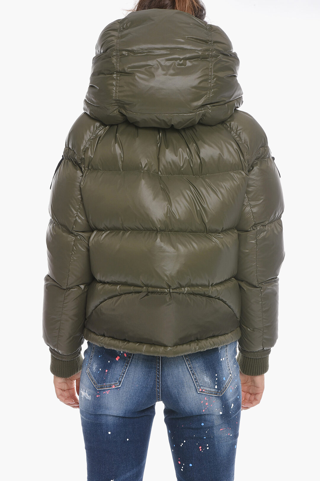 Dsquared2 Maxi Hood Nylon Down Jacket with Logo Patch women