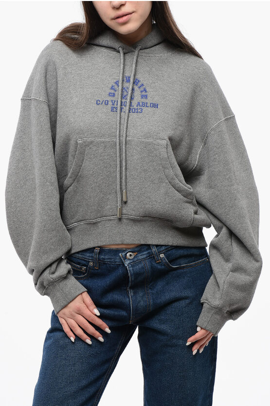 OFF-WHITE MAXI HOODIE WITH LOGO AND PATCH POCKET