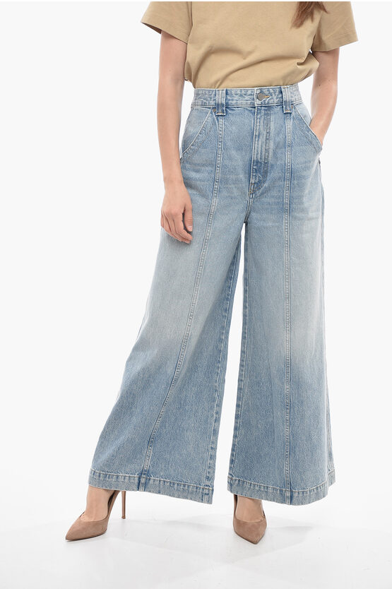 Shop Khaite Maxi Pockets Wide Leg Jeans 40cm