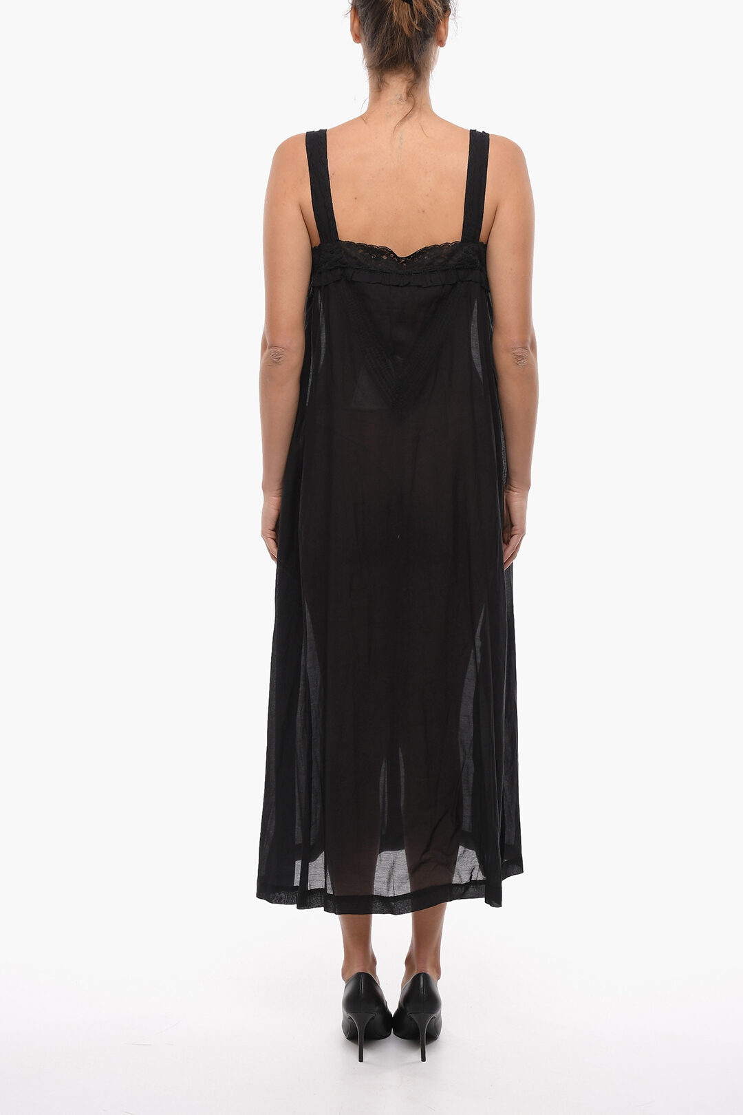 Notes du Nord Maxi Sheer Slip Dress VIVIAN with Lace and Ruffle Trims women Glamood Outlet