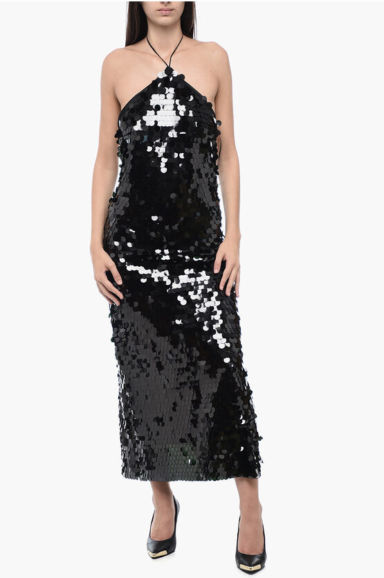 ROTATE BIRGER CHRISTENSEN MAXI SLIP DRESS WITH SEQUINS 