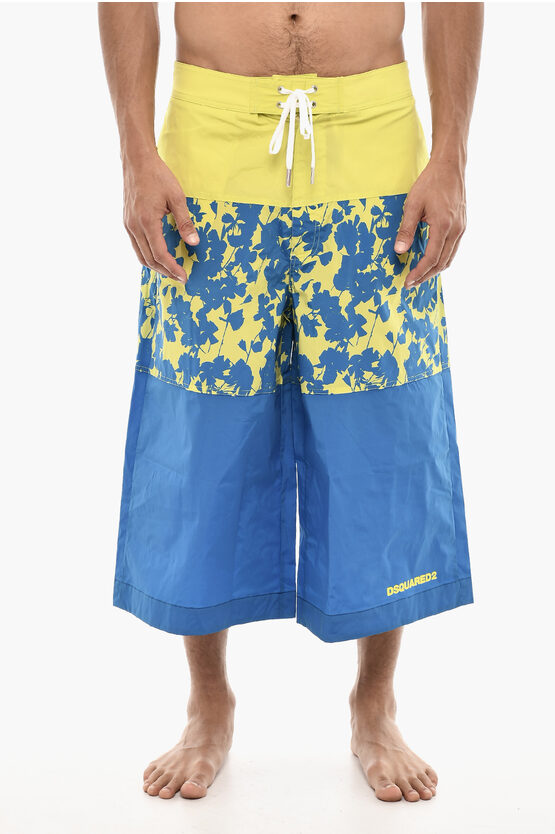 Dsquared2 Maxi Swim Shorts With Floral Print