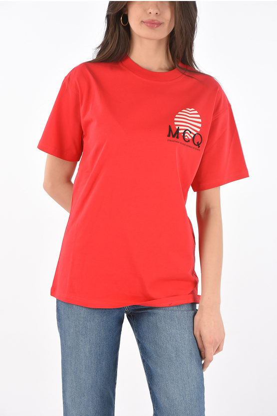 Alexander McQueen MCQ Printed Crewneck T-shirt with Embroidered - Main Image