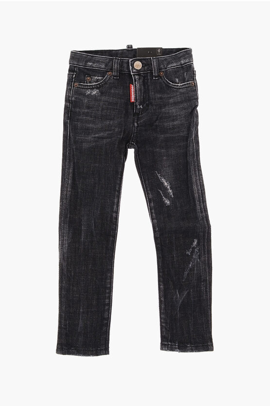 Dsquared2 Medium-waisted Stretch Denim Twiggy Jeans In Black
