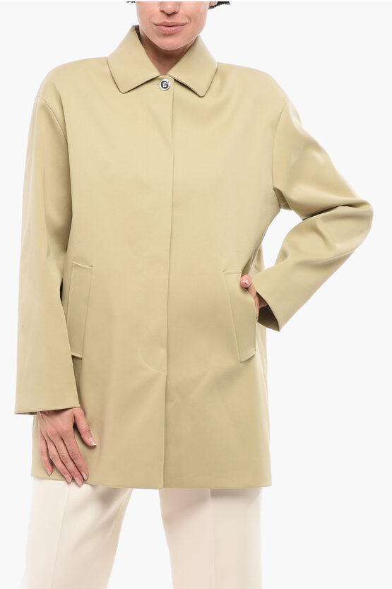 Versace Medusa Coat With Hidden Placket In Neutral