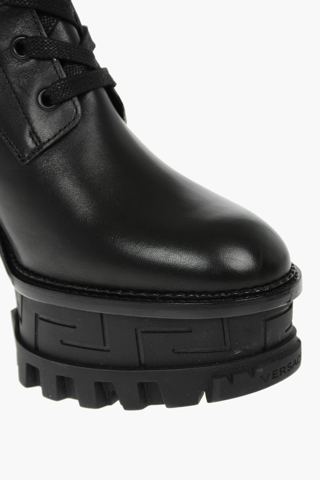 Versace Medusa Logoed Leather Combat Boots with Statement  display picture 1