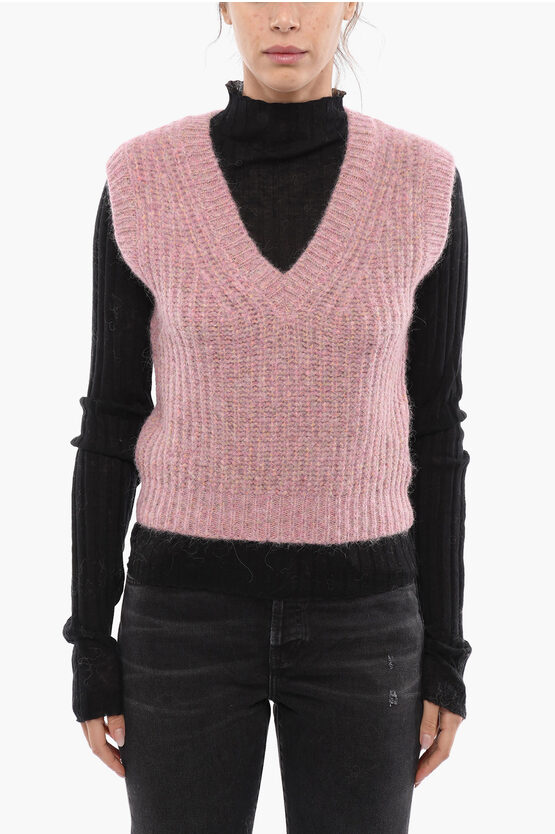 Rodebjer Melange Effect Knitted Priscilla Waistcoat In Pink