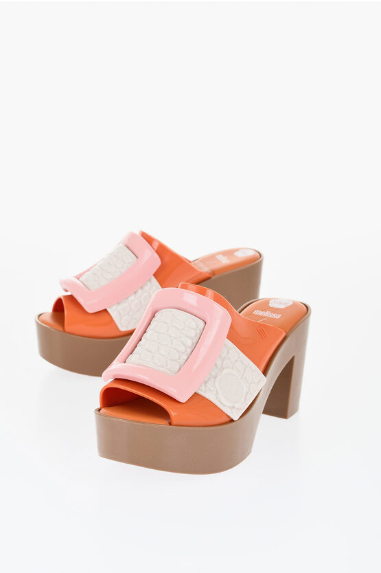 VIKTOR & ROLF MELISSA RUBBER BLOSSOM MULES WITH MAXI BUCKLE 10CM