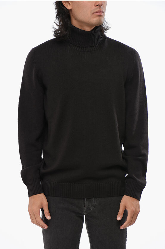 Drumohr Merino Wool Turtleneck Sweater In Black