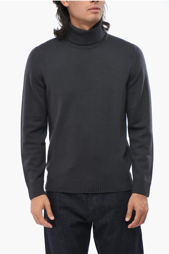 Drumohr Merino Wool Turtleneck Sweater In Black