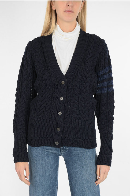 Thom Browne merino wool v-neck cardigan women Glamood Outlet