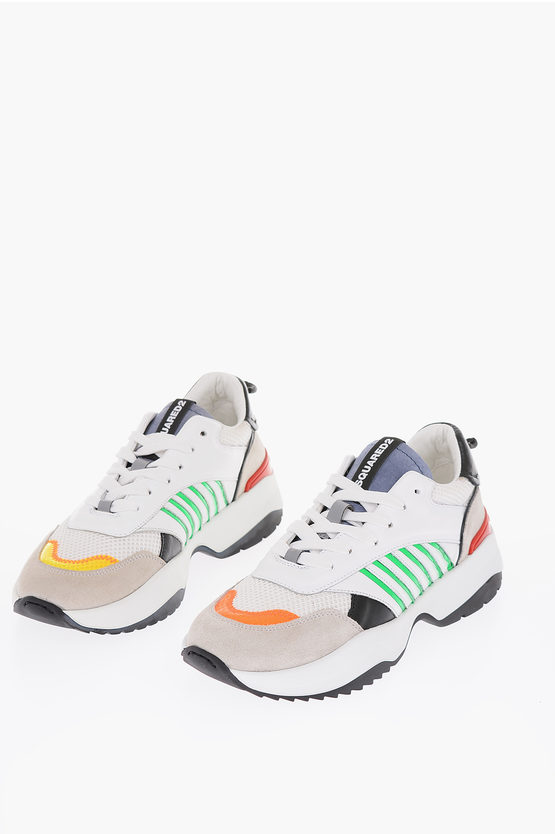 Dsquared2 Mesh And Leather Sneakers In Multi