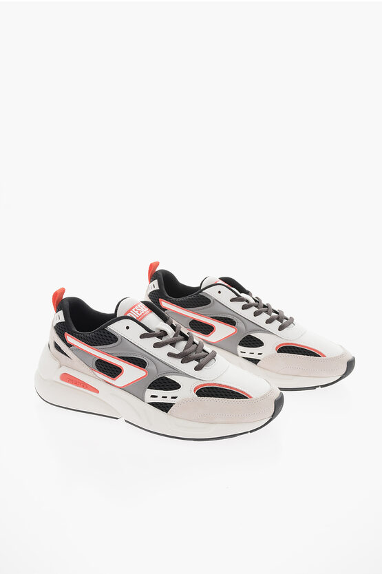 Diesel Mesh And Suede S-serendipity Sport Low-top Trainers With Con In White