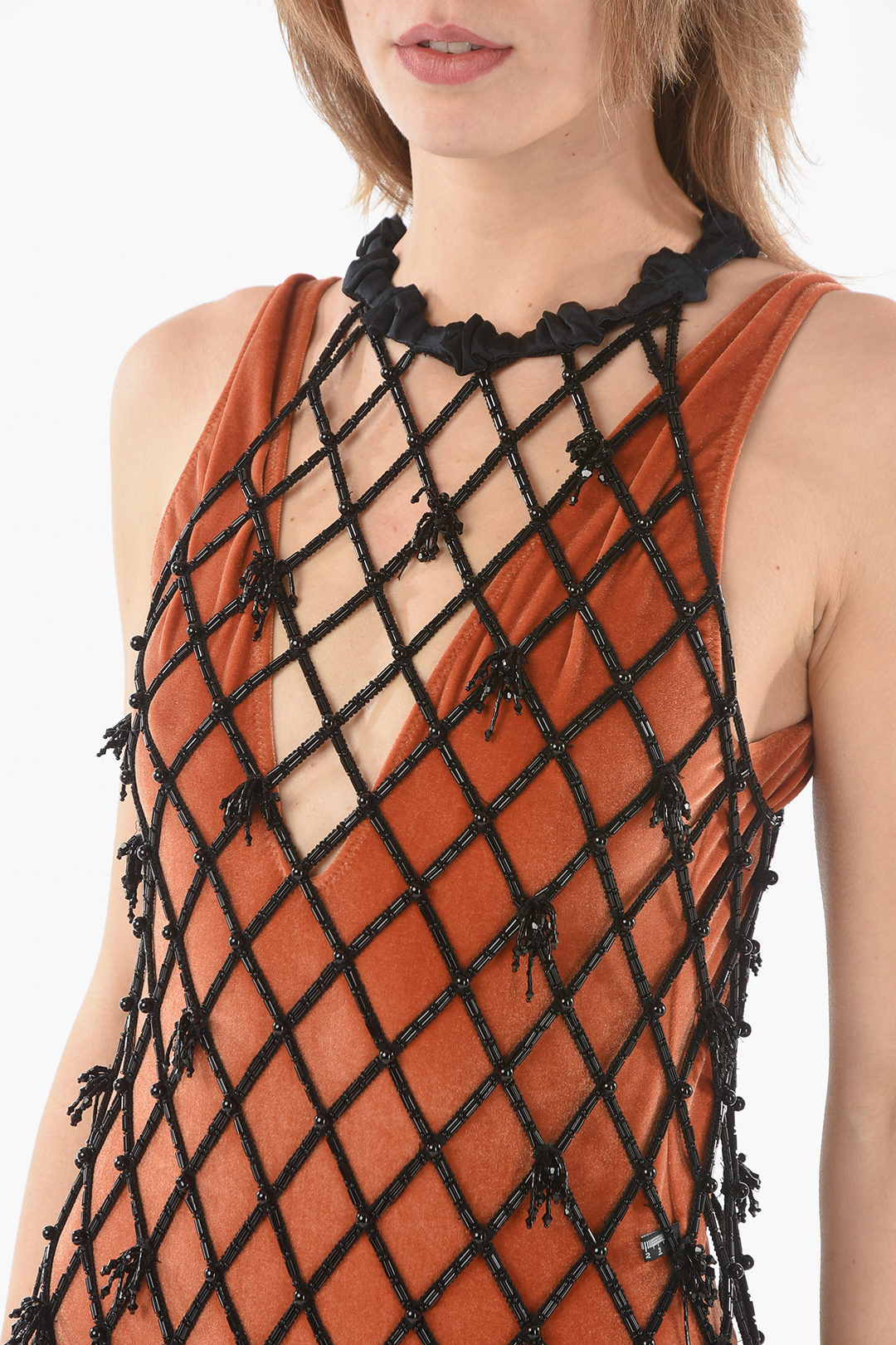 Ganni Mesh Dress Embellished with Beads women - Glamood Outlet
