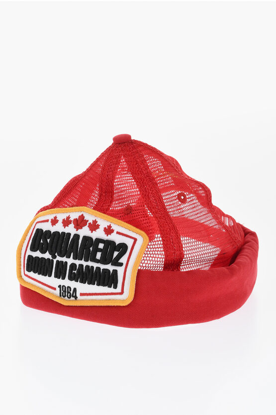 Dsquared2 Mesh Hat With Maxi Frontal Embroidery In Red