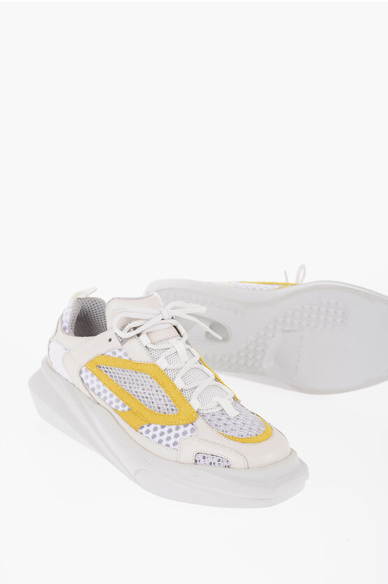 Alyx Mesh Mono Hiking Sneakers With Leather Trims In White