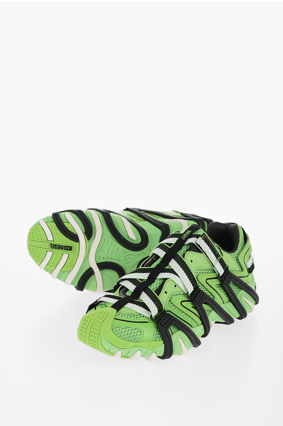Diesel S-prototype-cr Contrast-panel Mesh And Leather Trainers