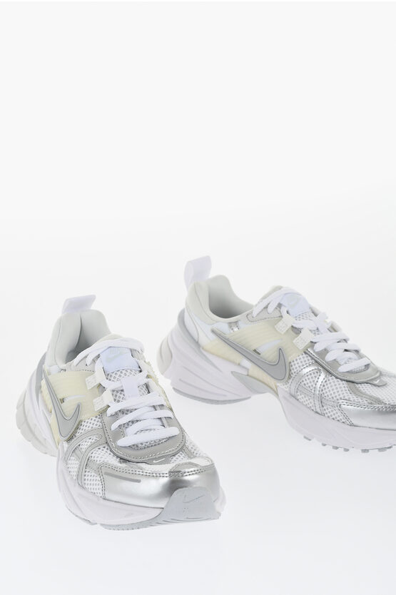 Nike Mesh V2k Run Low Top Sneakers With Metallic Faux Leather Tri