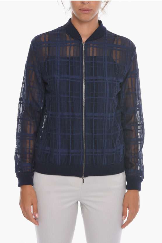 Fabiana Filippi Meshed-cotton Zip-up Sweatshirt In Blue