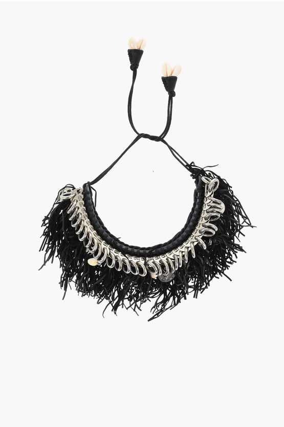 Dsquared2 Metal African Hyena Plastron Necklace With Fringes And Charm
