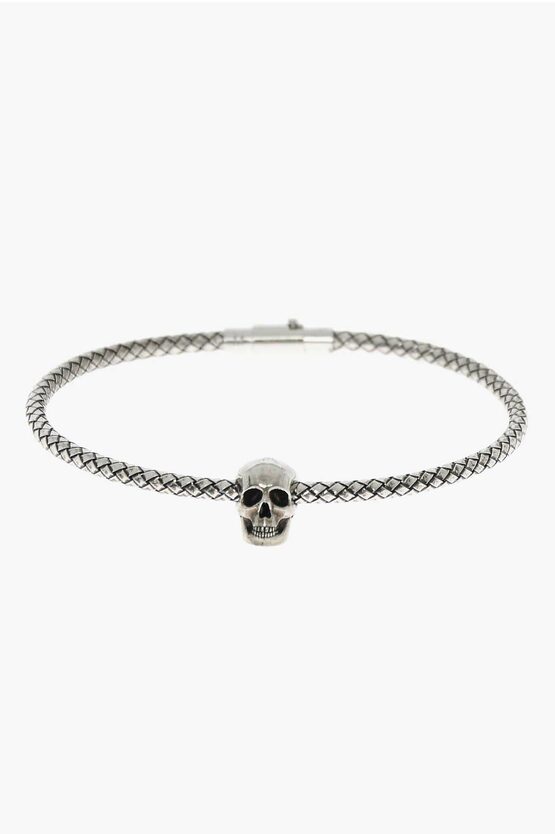 Shop Alexander Mcqueen Metal Bracelet With Skull Charm