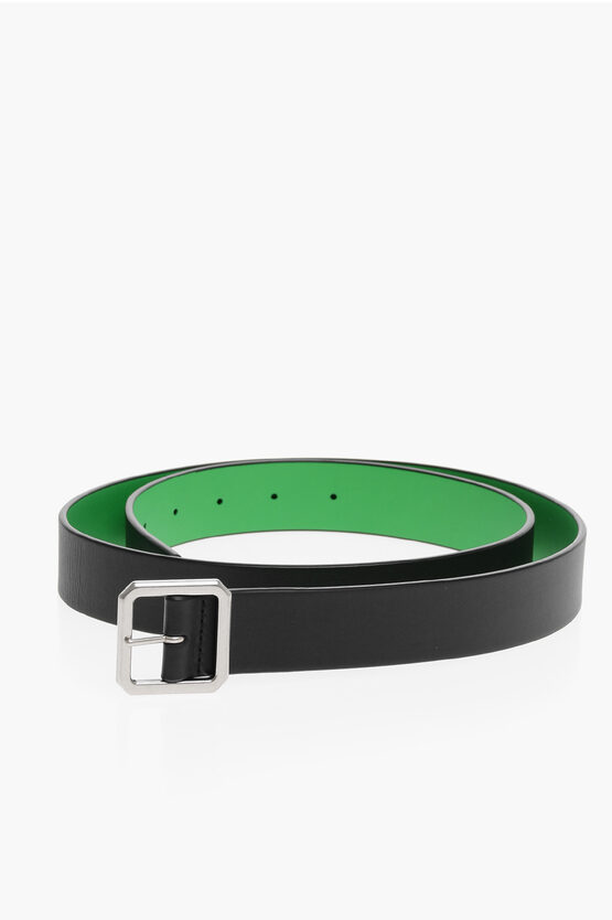 Shop Bottega Veneta Metal Buckle Reversible Leather Belt