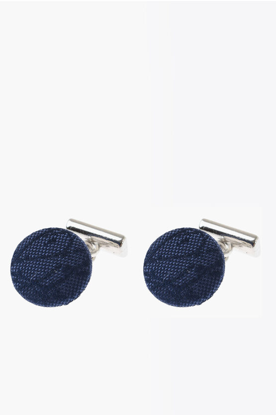 Corneliani Metal Cufflinks Lined With Embroidered Silk