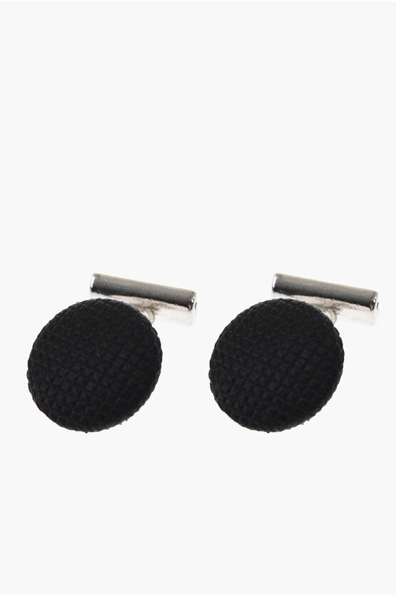 Corneliani Metal Cufflinks Lined With Embroidered Silk