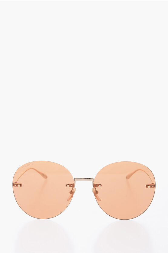Gucci Metal Frame Round Sunglasses Enriched By Removable Pendants In Metallic
