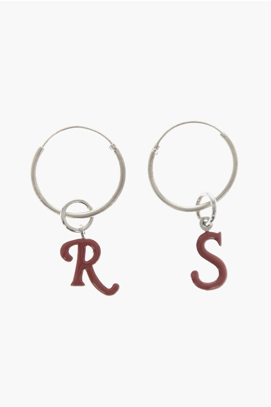 Raf Simons Metal Hoop Earrings With Monogram