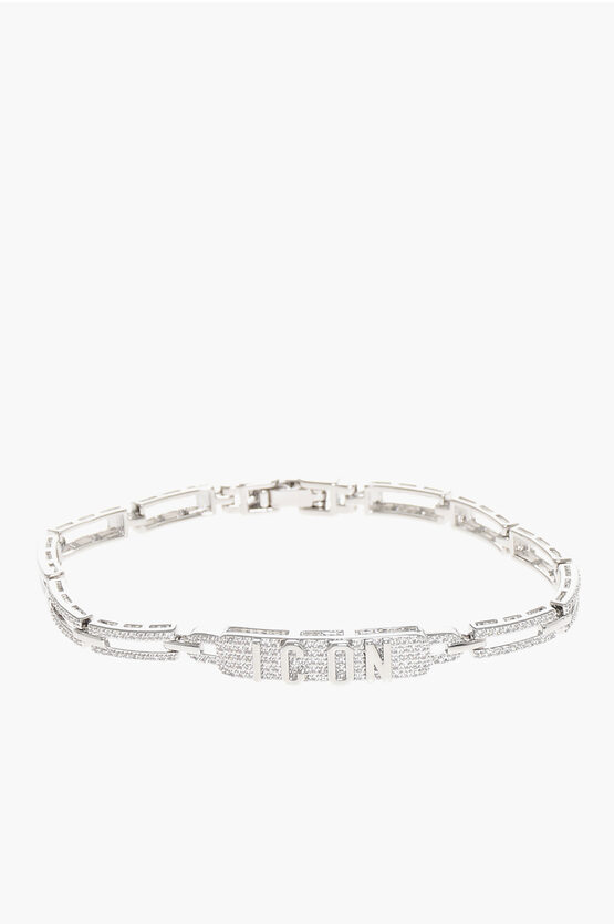 DSQUARED2 METAL ICON CLUBBING BRACELET EMBELLISHED WITH RHINESTONES