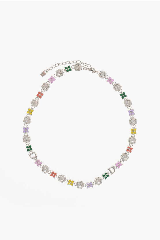 DSQUARED2 METAL NECKLACE WITH CRYSTALS AND MULTICOLOR CHARMS