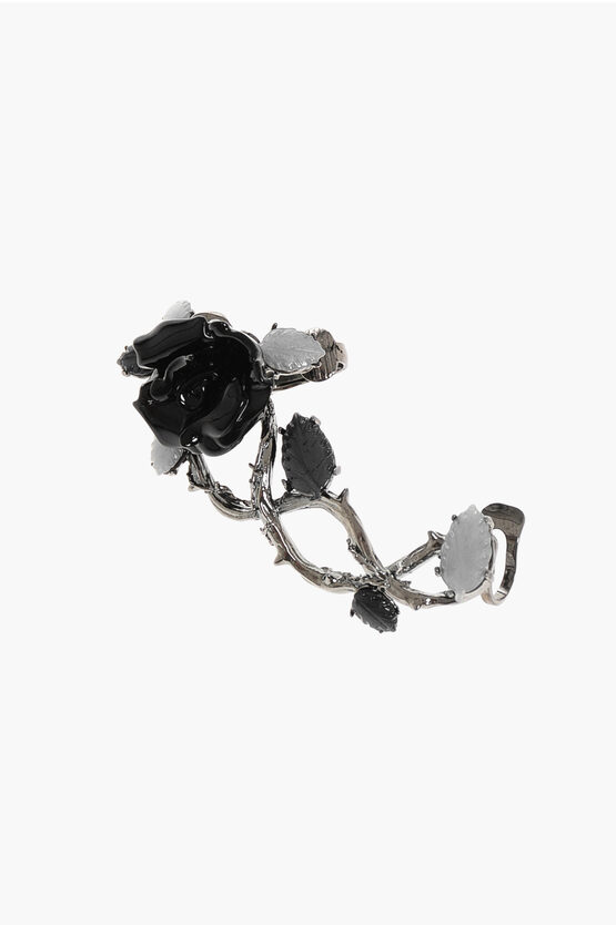 Dsquared2 Metal Single Clip-on Gothic Flower Earring With Rose-shaped