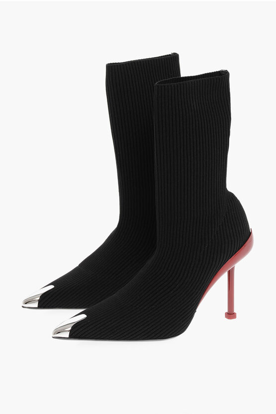 Alexander Mcqueen Slash Knit 90mm Ankle Boots