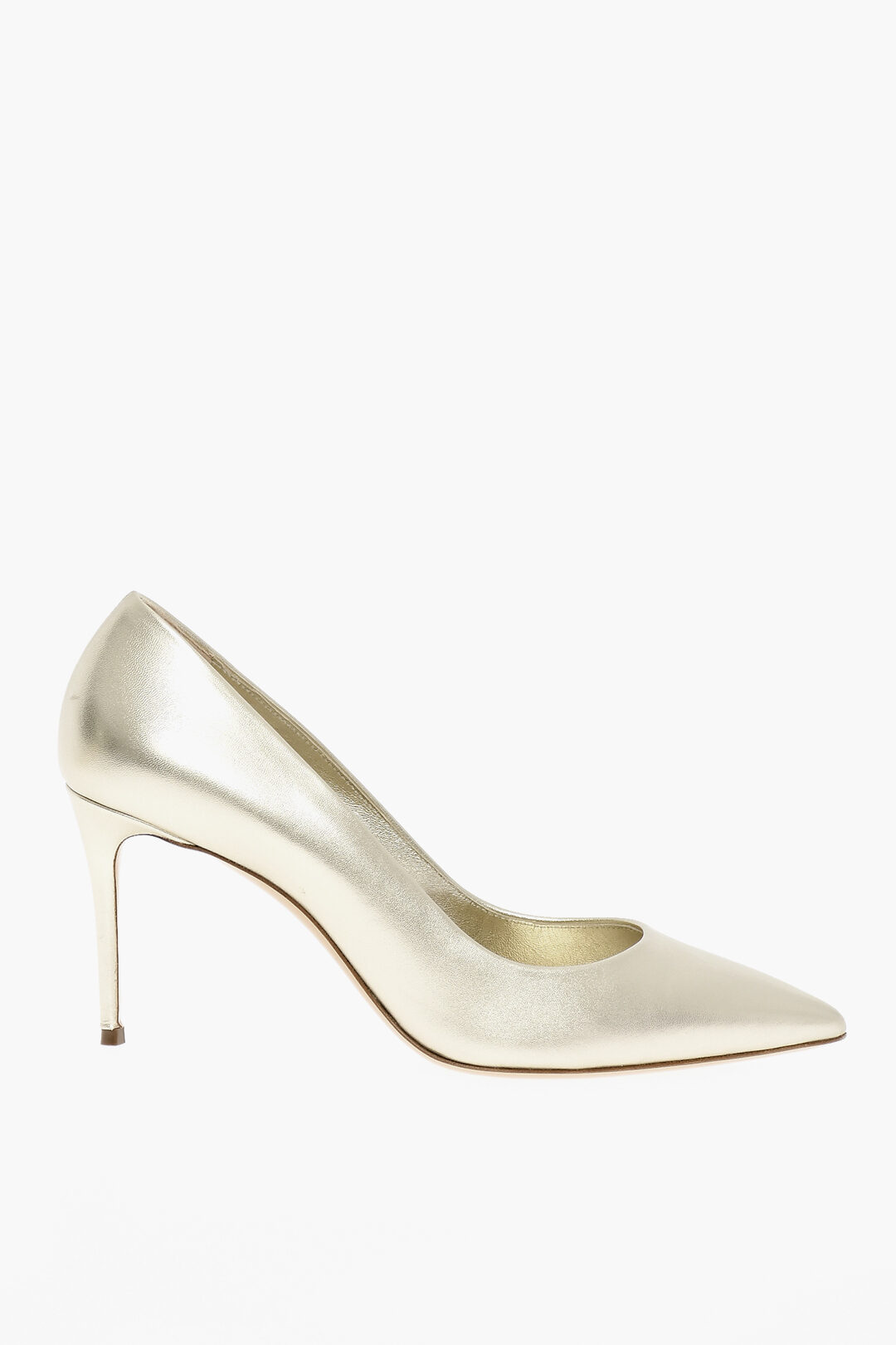 3200~Metallic Effect Leather Pointed Pumps Heel 11 cm