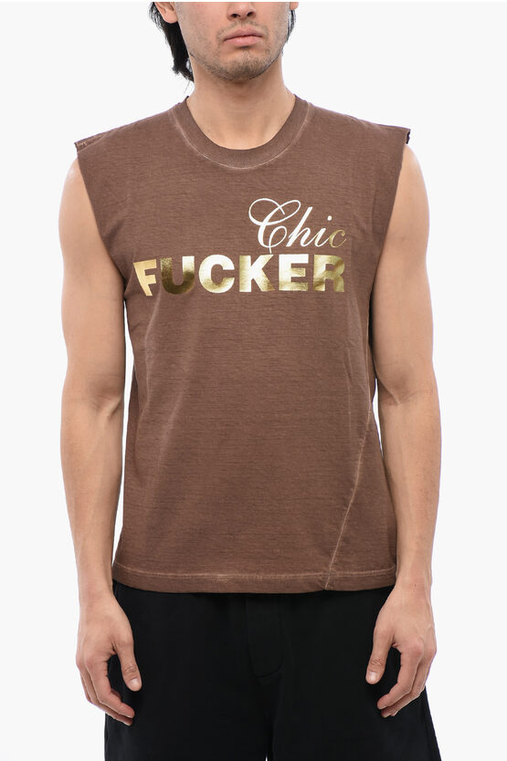 Dsquared2 Metallic Effect Print Fucker Sleeveless T-shirt