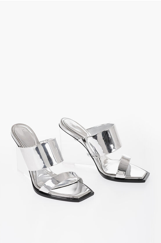 Shop Alexander Mcqueen Metallic Effect Sandals With Clear Wedge 10 Cm