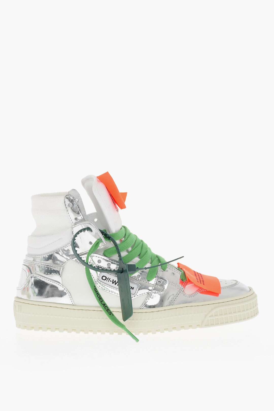 Off-White Metallic Leather and Fabric OFF COURT SPECIAL MIRROR