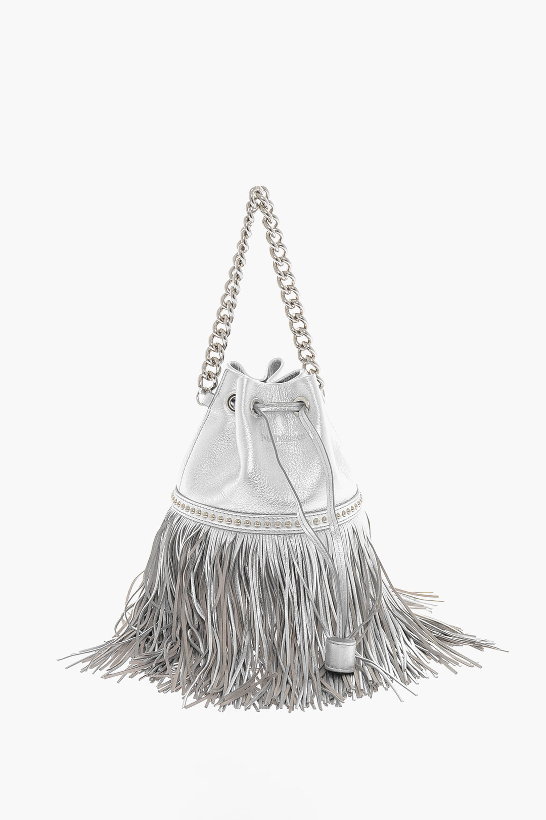 J&M Davidson Metallic-leather CARNIVAL FRINGE Mini Bucket Bag with