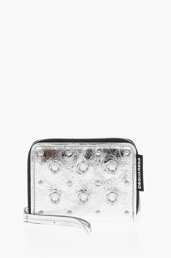 Dsquared2 Metallic Leather Wallet With Craquelé Effect