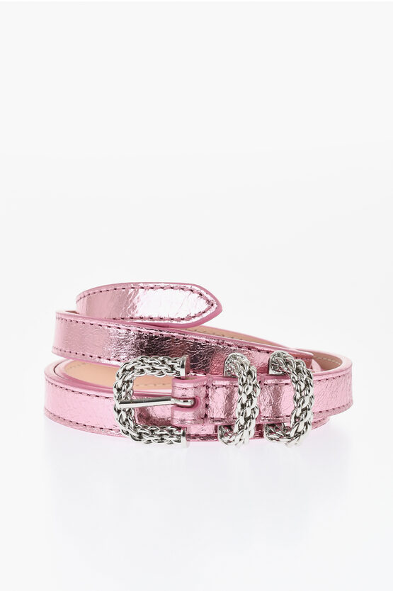 By Far Metallic Letaher Slim Fit Belt 20mm