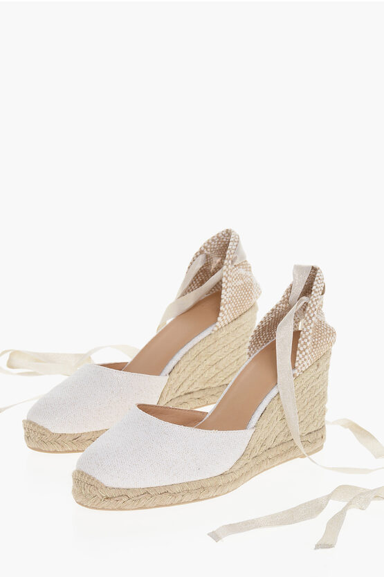 Castaã±er Metallic Linen Carina Lace-up Espadrilles With Juta And Lure