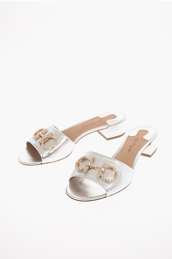 Salvatore Ferragamo Metallic Soft Leather LAMPIO Slippers
