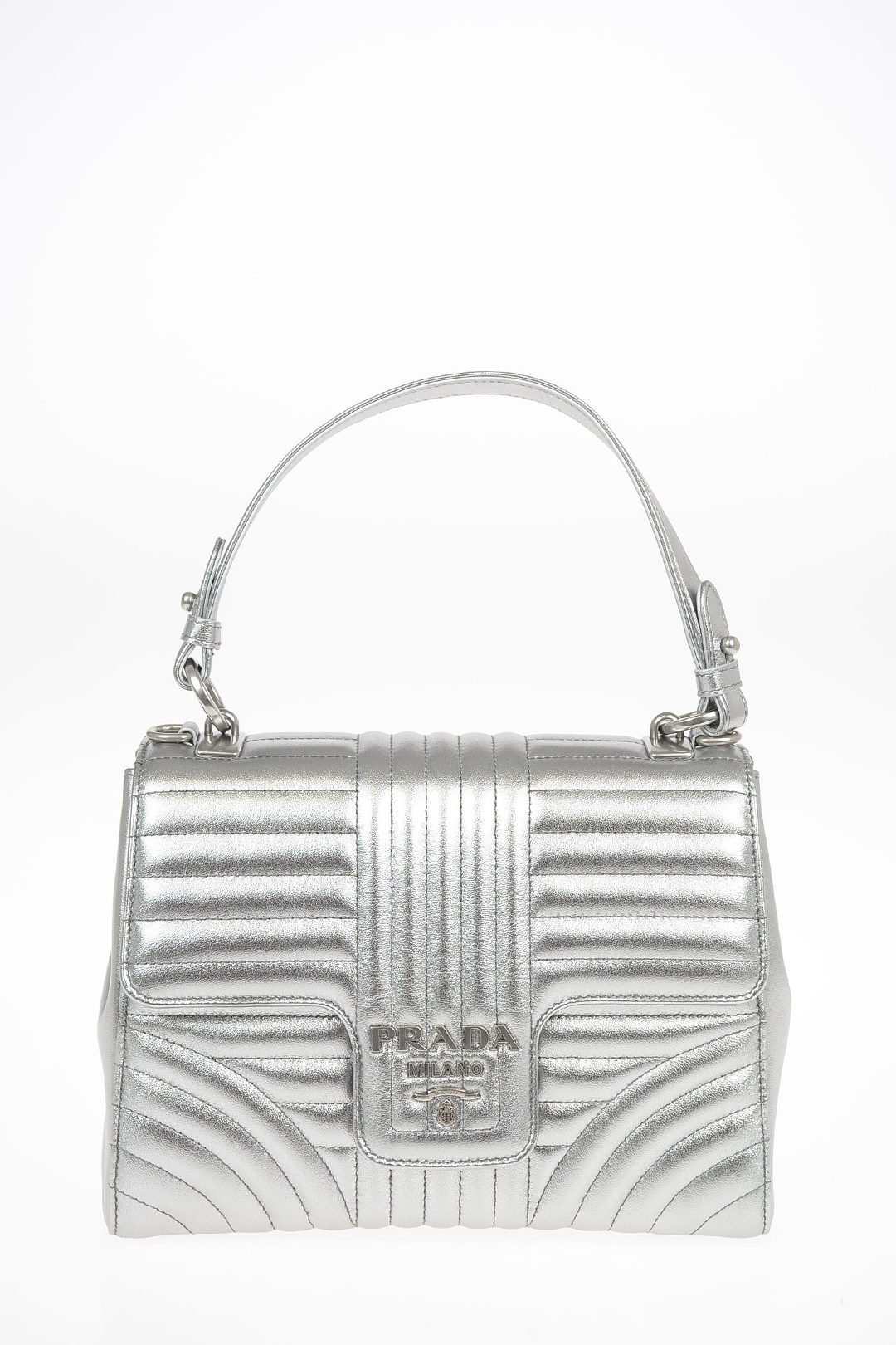 Prada Metallic Soft Leather Top Handle Bag With Removable Shoulder Chain  women - Glamood Outlet