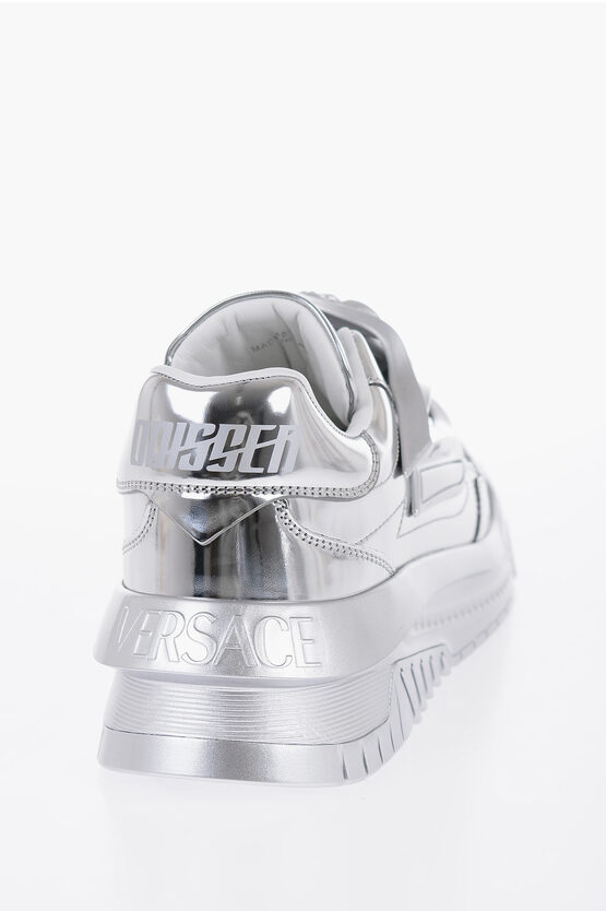 Versace Metallized Leather ODISSEA Low-Top Sneakers With