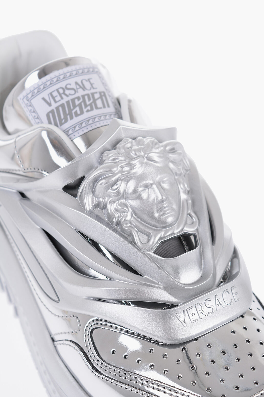 Versace Metallized Leather ODISSEA Low-Top Sneakers With
