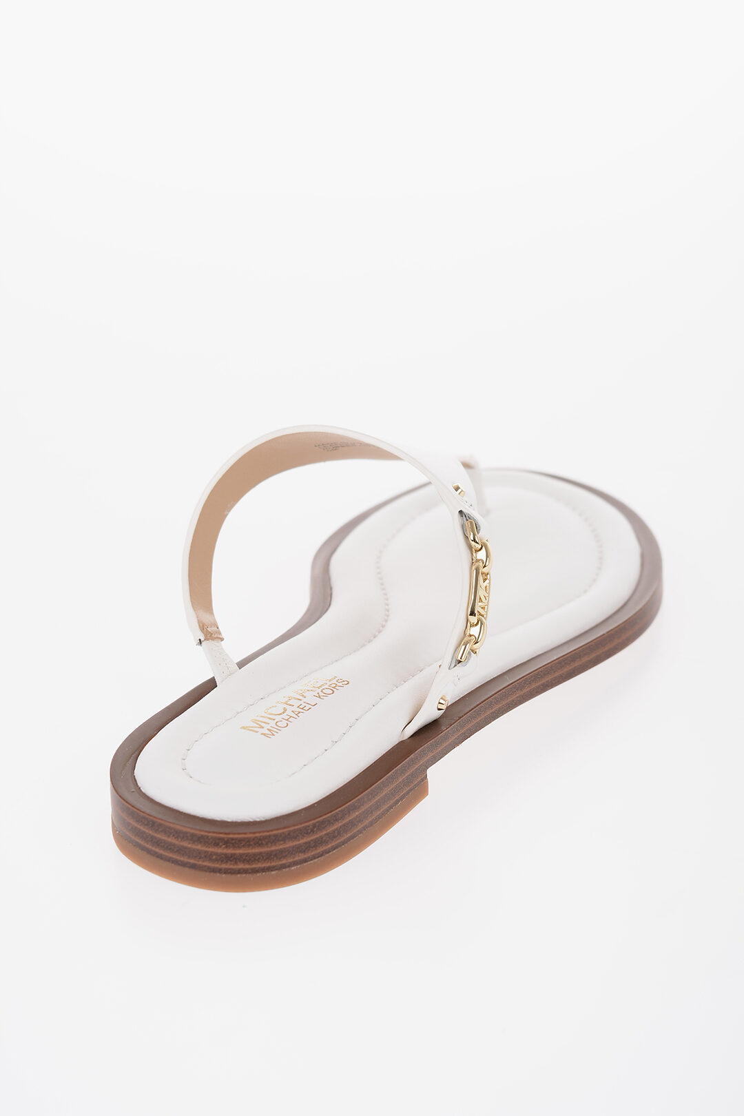 Michael Kors MICHAEL Leather DANIELLA Thong Sandals with Golden