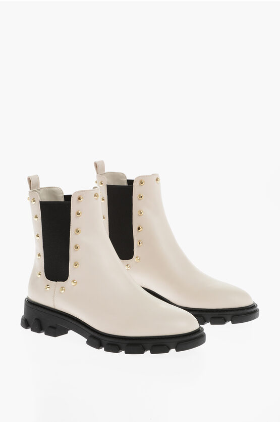 Michael Kors Michael Leather Ridley Gore Chelsea Boots With Golden Studs