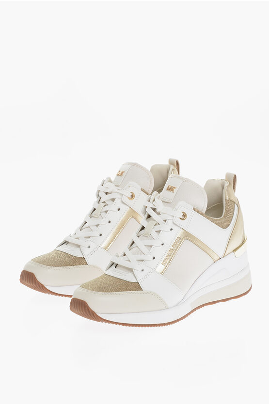 Michael Kors Michael Lurex And Leather Georgie High-top Trainers With Gol In Multi