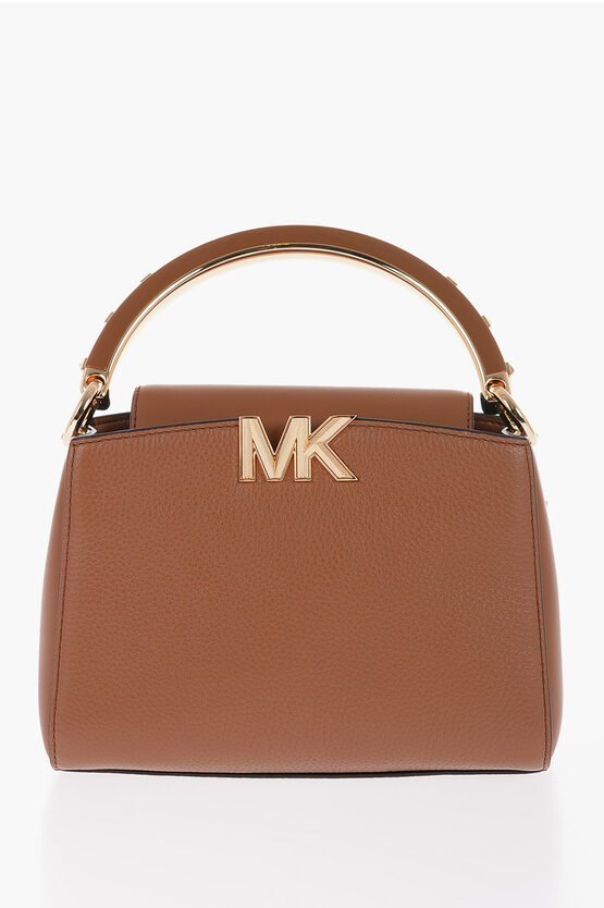 Michael Kors Michael Textured Leather Karlie Handbag With Golden Details In Brown